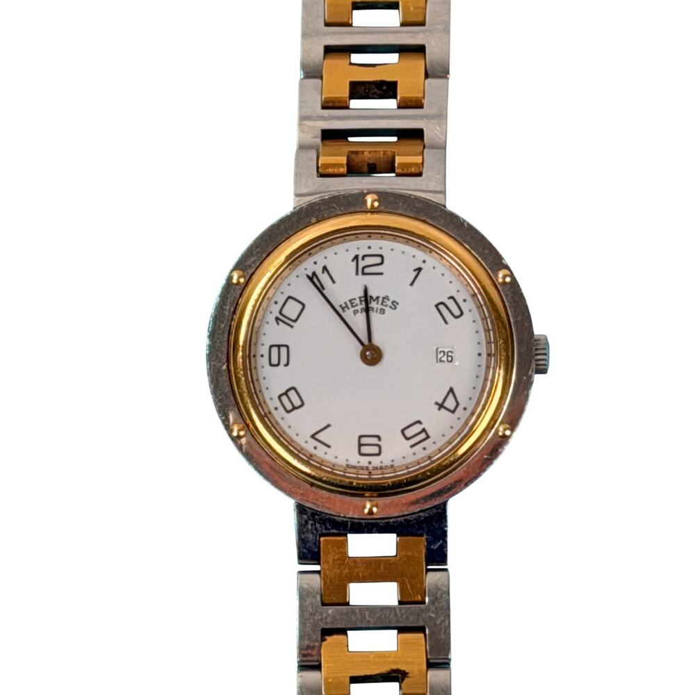 Hermès Clipper vintage two-tone watch H-link